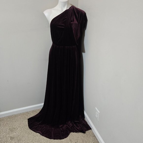 (Fits 6-12 best) Von Ronen(?) Velour Transformer Convertible Gown Raw Hem Purple - Picture 5 of 14